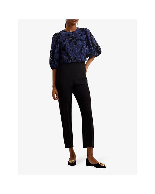 Ted Baker Blue Arpy Balloon-sleeve Woven Top