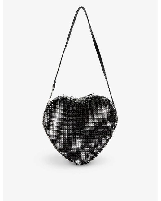 Juicy Couture Black Heart-shaped Crystal-embellished Mesh Shoulder Bag