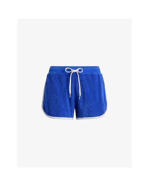 Polo Ralph Lauren Blue Terry Drawstring-Waist Cotton-Blend Shorts