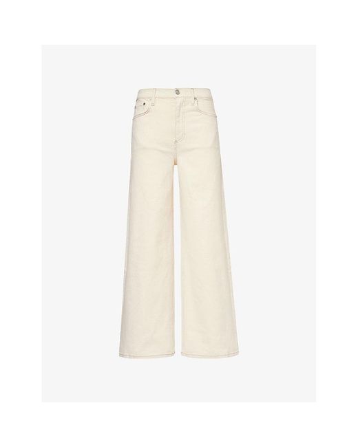 Rag & Bone Natural Sofie Crop Brand-patch Wide-leg High-rise Denim-blend Jeans