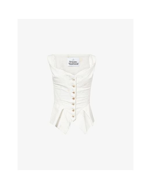 Vivienne Westwood White Monday Embroidered Cotton-Blend Waistcoat