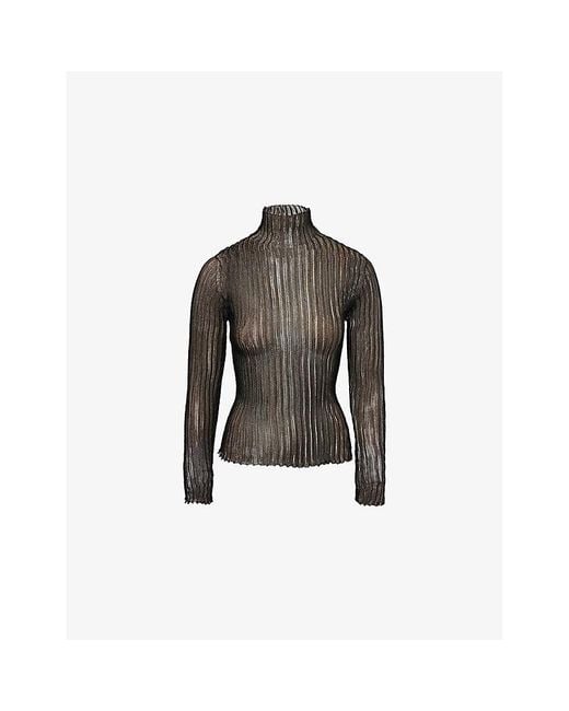 CFCL Gray Soft Portrait Ribbed Knitted Top