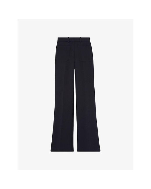 Reiss Blue Priya Flared-Leg Woven Trousers