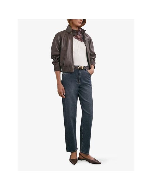 Reiss Blue Marcie Straight-Leg Stretch-Denim Jeans