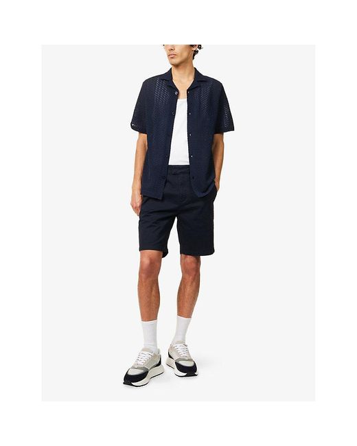 Arne Short-Sleeve Crochet-Knit Woven Shirt in Blue for Men Lyst UK