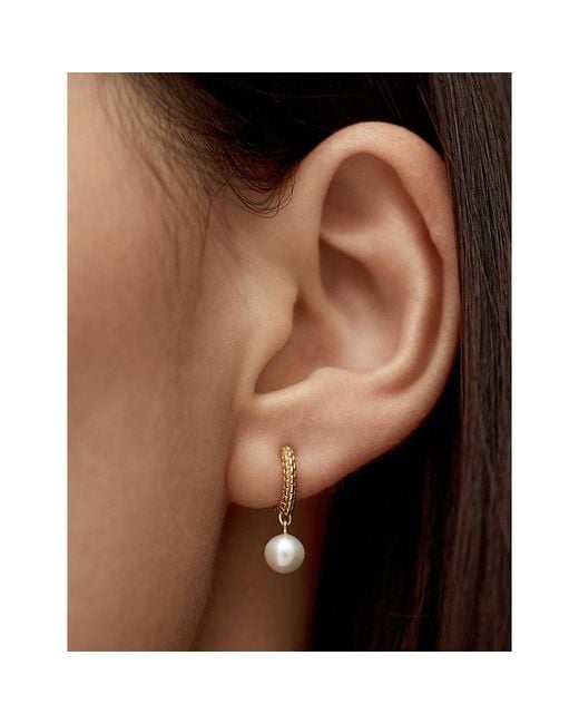 Monica Vinader Metallic Heirloom 18Ct Vermeil And Pearl Drop Huggies