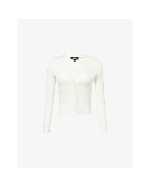 PAIGE White Crimson Stretch-Rib Knitted Cardigan