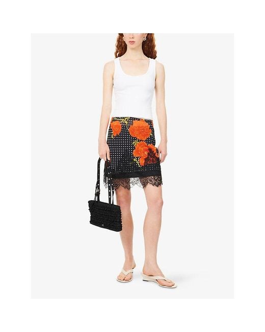 Never Fully Dressed Red Poppy Maeva Mini Chiffon Skirt