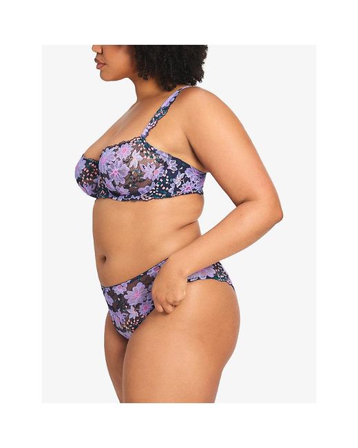 Savage x Fenty Purple Fleur Fantasy Lace Cheeky Stretch-Lace Briefs