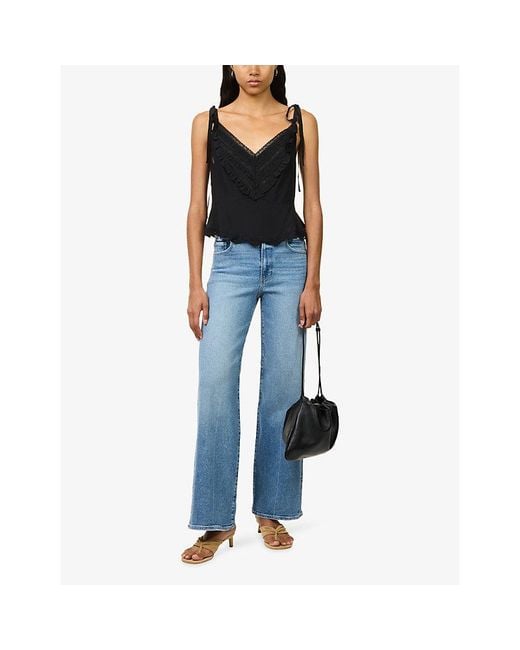 PAIGE Blue Sasha Wide-Leg Denim Jeans