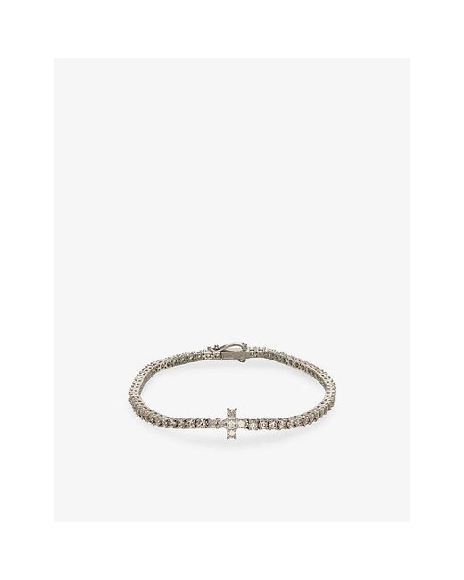 Gld Metallic Cross 14Ct Plated And Cubic Zirconia Tennis Bracelet for men