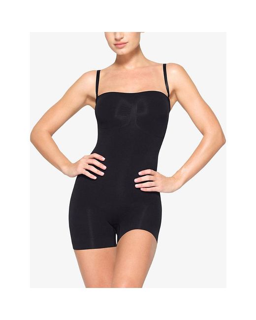 Skims Black Sculpt Strapless Ruched Stretch-woven Body X