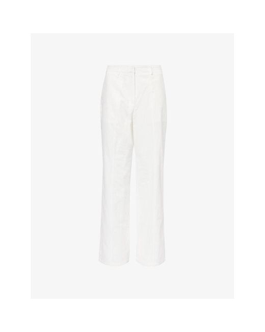4th & Reckless White Tilde Welt-pocket Straight-leg Mid-rise Cotton Trousers