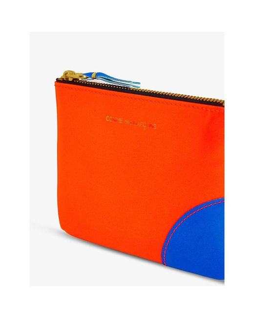 Comme des Garçons Orange Colour-blocked Leather Wallet for men
