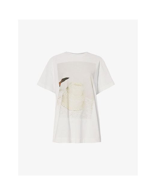 Simone Rocha White Photographic-print Short-sleeved Cotton-jersey T-shirt