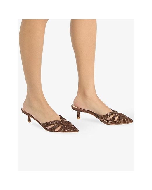 Dune Brown Calla Sequin-Embellished Heeled Mules