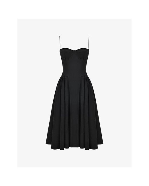 House Of Cb Samaria Corseted Woven Midi Dress in Black | Lyst