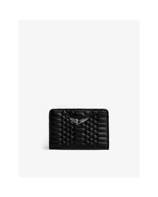Zadig & Voltaire Black Quilted-Leather Emblem-Detail Card Holder
