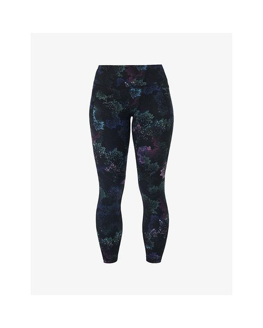 Sweaty Betty Blue Power Canopy-Print Workout Stretch-Woven Leggings