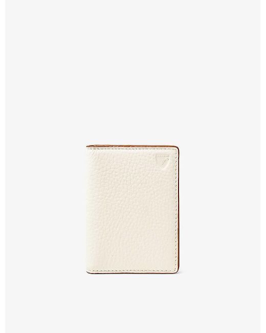 Aspinal White Double-fold Logo-embossed Leather Card Case