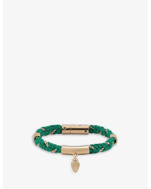 BVLGARI Green Serpenti Forever Cord And Gold-plated Brass Charm Bracelet