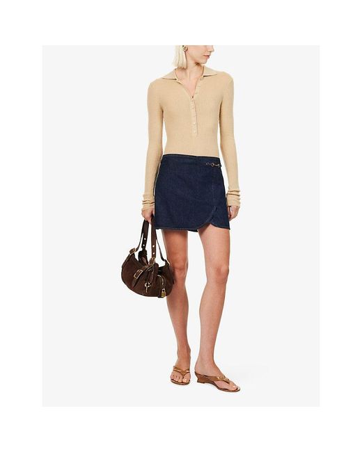 PAIGE Blue Montanna Wrap Denim Skirt