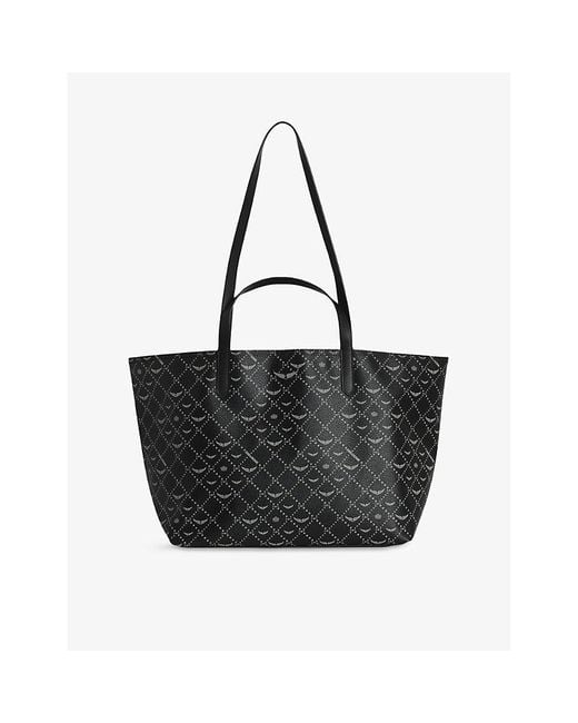 Zadig & Voltaire Black Logo-Print Coated-Canvas Xl Shopper