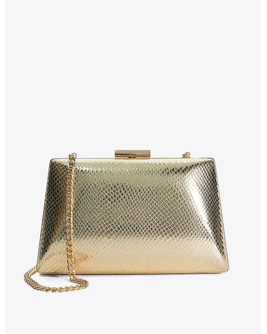Dune Natural Bellaria Angled Faux-leather Clutch