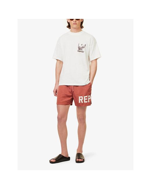 Represent Red Brand-print Regular-fit Swim Shorts Xx for men