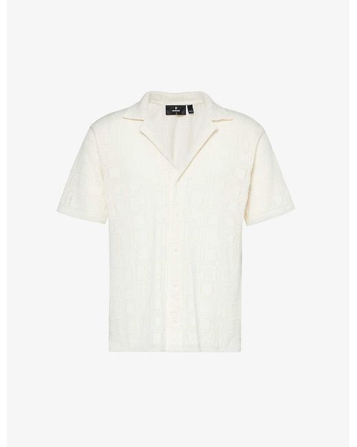 Represent White Semi-sheer Camp-collar Organic-cotton Knit Shirt for men