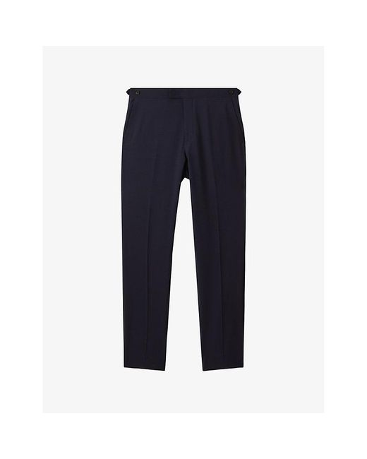 Reiss Blue Hope Modern-fit Mid-rise Wool-blend Trousers for men