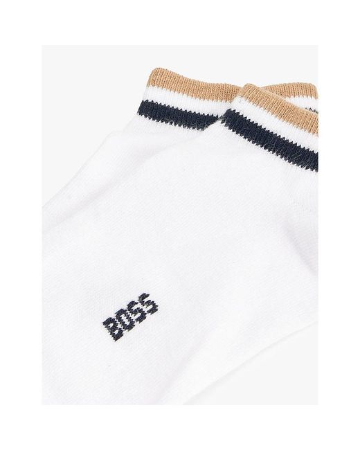 Boss White Branded Pack Of Two Cotton-Blend Socks for men