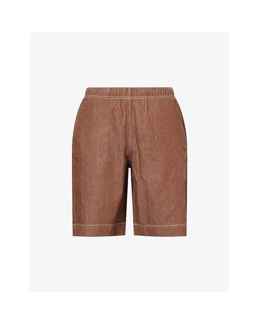 Paul Smith Brown Logo-Patch Slip-Pocket Cotton Shorts for men