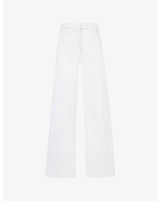Another Tomorrow White Carpenter Wide-leg Mid-rise Organic Stretch-denim Trousers