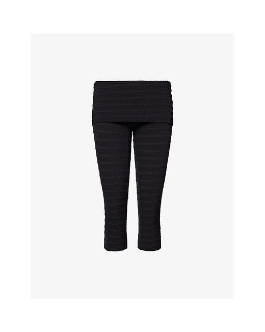 Peachy Den Black Cindy Stretch-Woven Capri Trousers