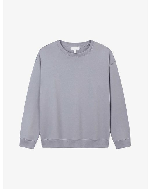 The White Company Gray Round-neck Relaxed-fit Organic-cotton Sweatshirt