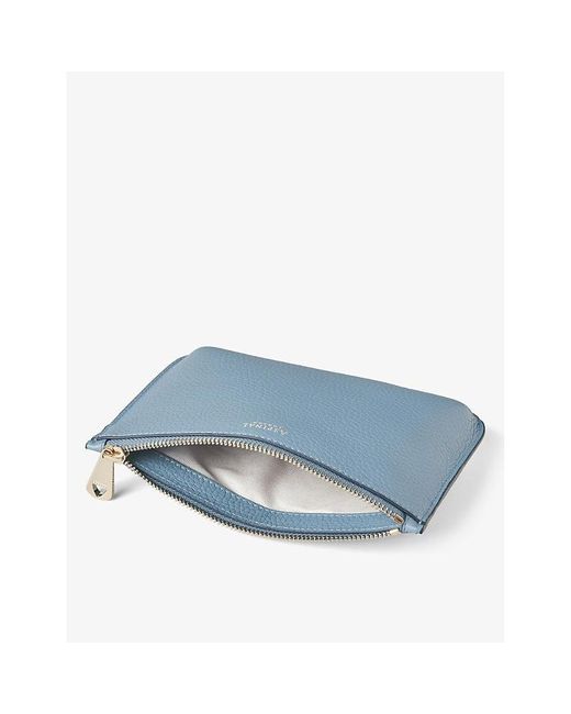 Aspinal Blue Ella Large Grained-leather Pouch