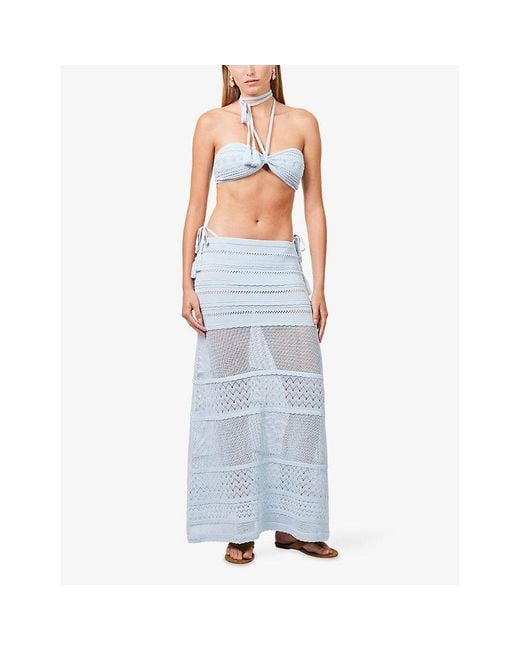 Devon Windsor Blue Yasmin Knitted Maxi Skirt