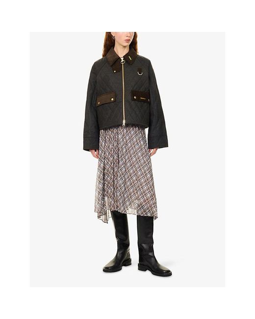 Barbour Black Icons Tartan Padded Waxed-Cotton Jacket
