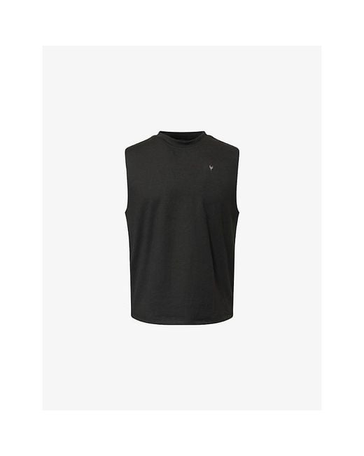 Now You Live Black Gym Crewneck Stretch-Woven Tank Top for men