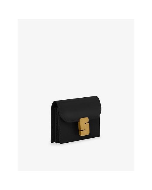 Soeur Black Aube 'S'-Monogram Cowhide Cardholder