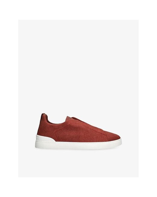 Zegna Red X3 Triple Stitch Woven Low-Top Trainers for men