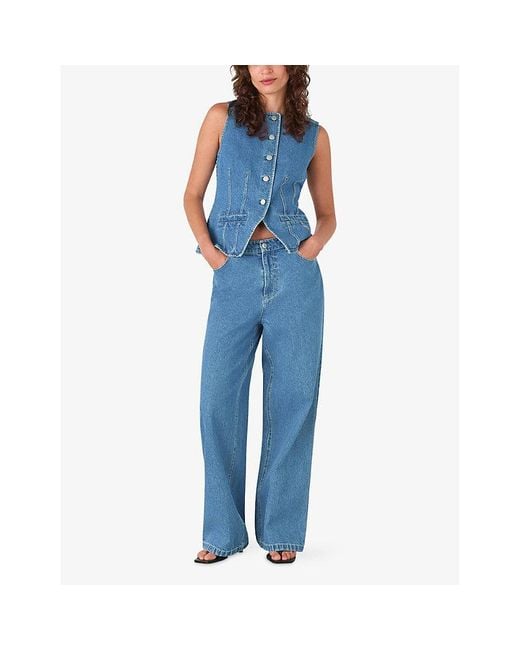 Whistles Blue Relaxed-Fit Straight-Leg High-Rise Jeans
