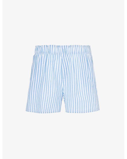 Skin Blue Sarah Striped Organic-cotton Shorts
