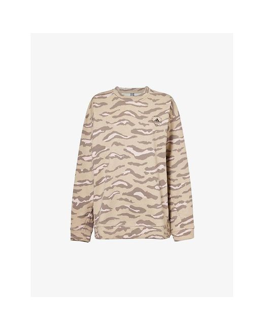 Adidas By Stella McCartney Natural Truecasuals Zebra-print Organic-cotton Sweatshirt