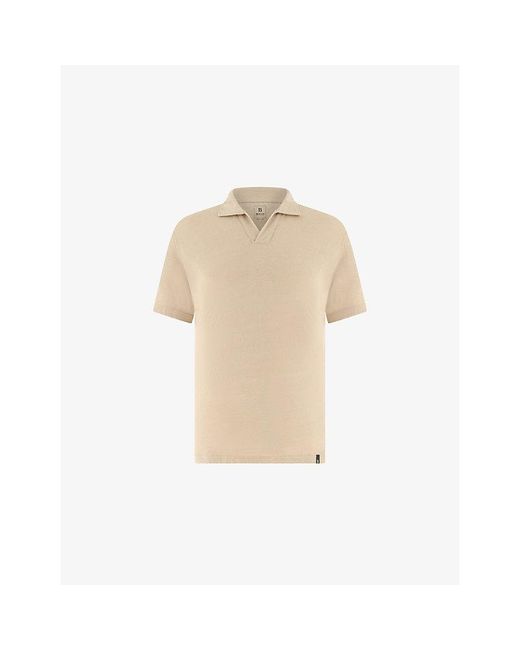 Boggi Natural Open-Collar Regular-Fit Stretch-Linen Polo Shirt for men