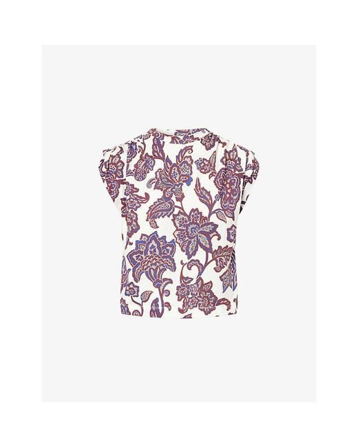 ME+EM Multicolor Floral-Print Swing Cotton Top