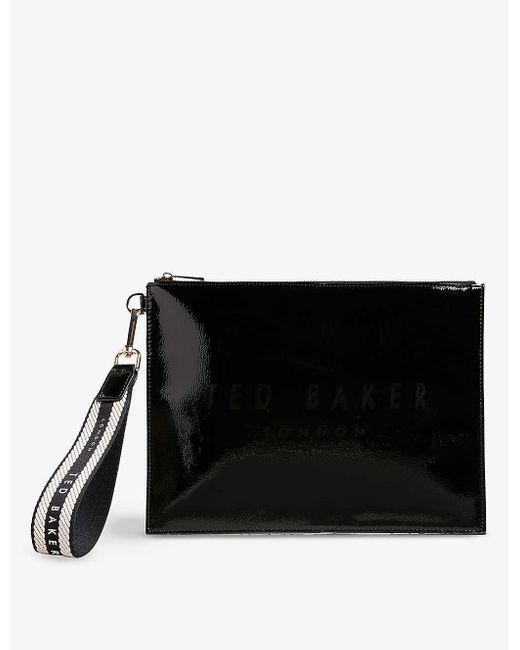 Ted Baker Black Bethans Patent Faux-leather Pouch