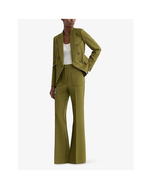 Reiss Green Priya Double-Breasted Polyester-Blend Blazer