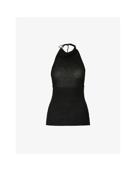 a. roege hove Emma Halter-neck Cotton-blend Top in Black | Lyst
